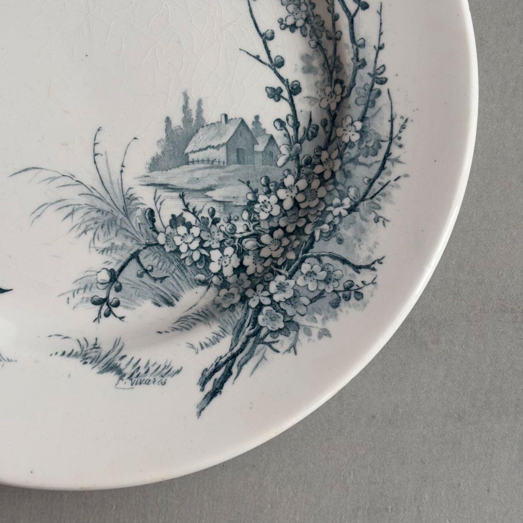 フランスアンティーク Gien ジアンPaysages ディナープレート