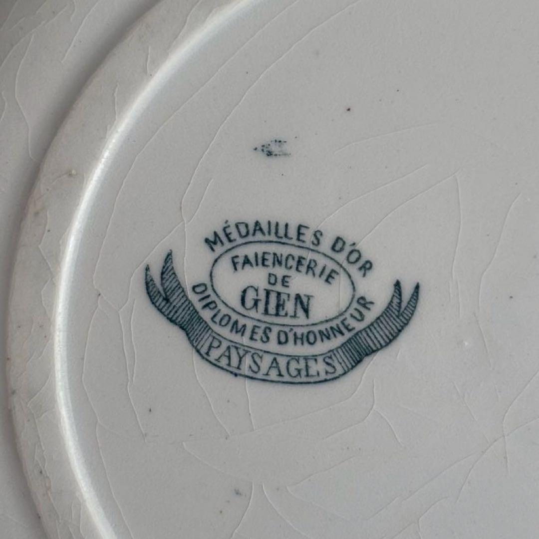 フランスアンティーク Gien ジアンPaysages ディナープレート