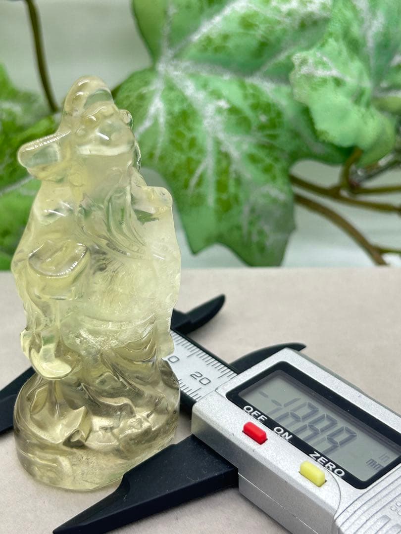 天然石スモーキーシトリン　福財神様置物　No.1493