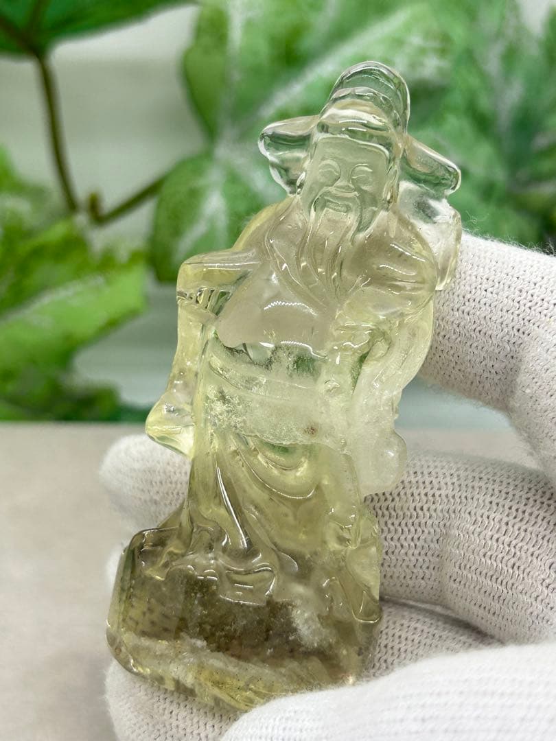 天然石スモーキーシトリン　福財神様置物　No.1493
