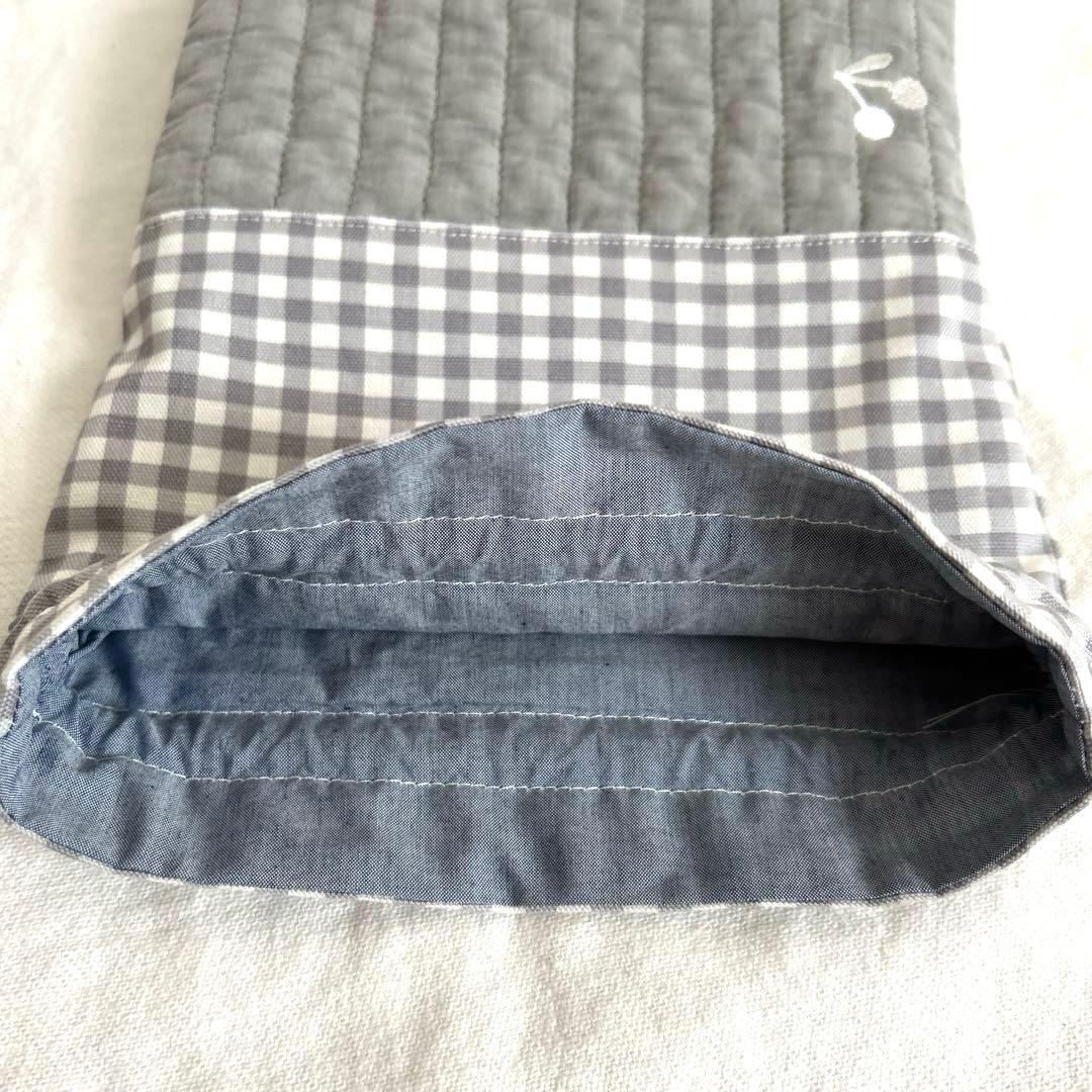 入園入学3点セット　【グレーさくらんぼ×黒】　女の子　レッスンバッグ　手提げ