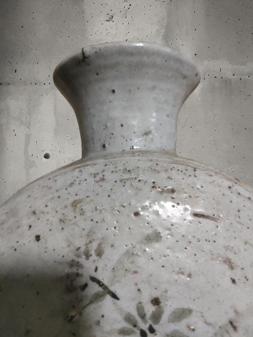 李朝白磁　扁壺　徳利　花入　朝鮮美術　時代物　骨董