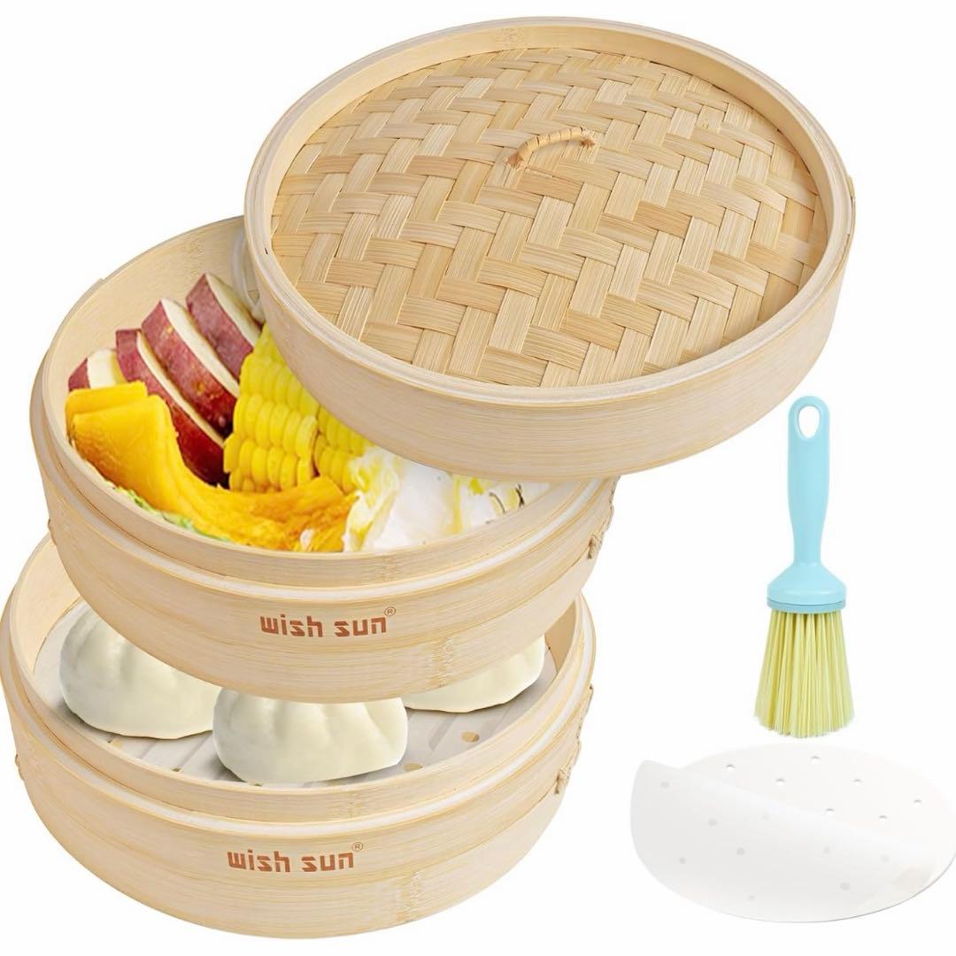 【新品】　せいろ蒸し器　21㎝　蒸籠２段　IH 対応　蒸し鍋　蒸し板　セット