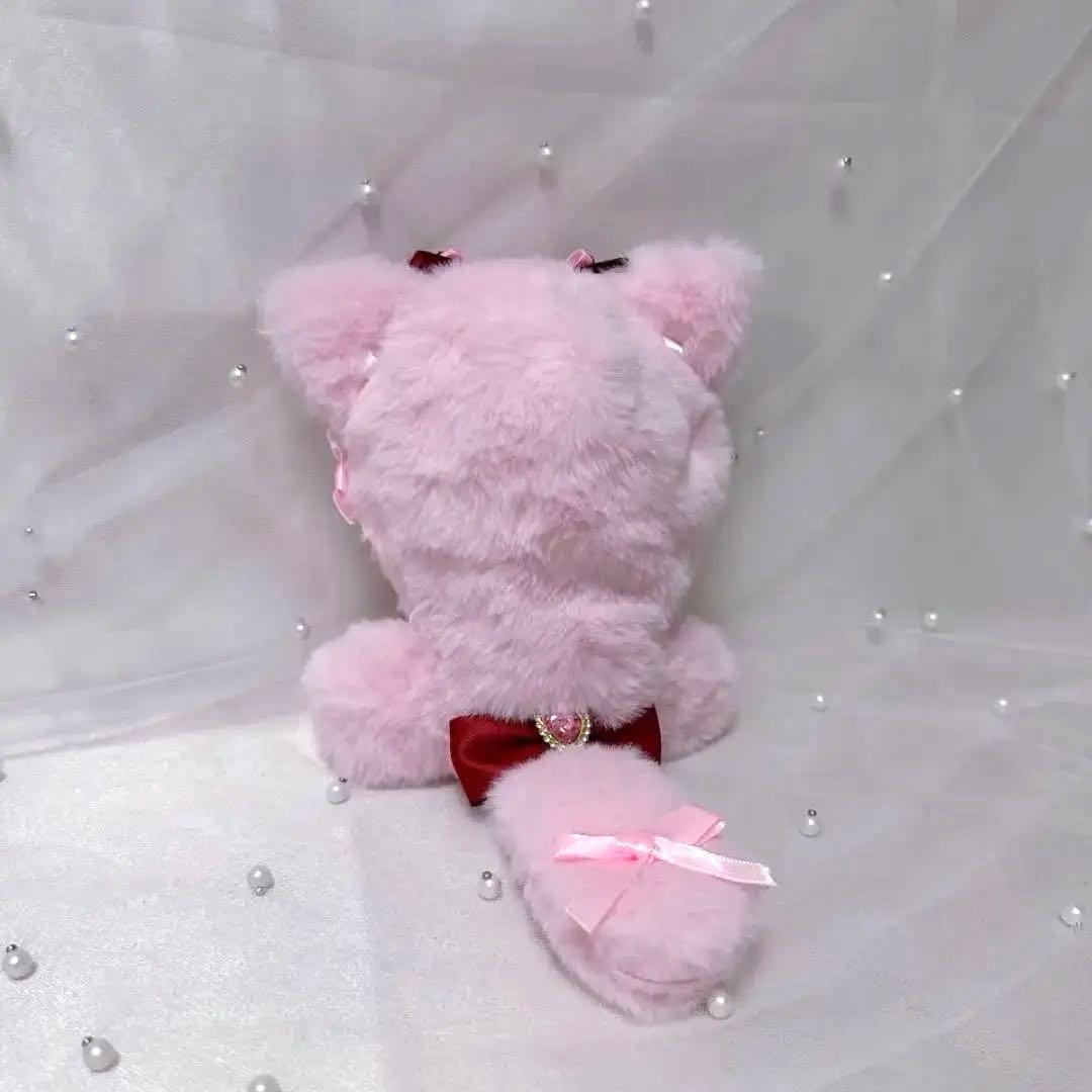 ぬい服 10~13cm おすわり ネコ 猫耳 ピンク 赤