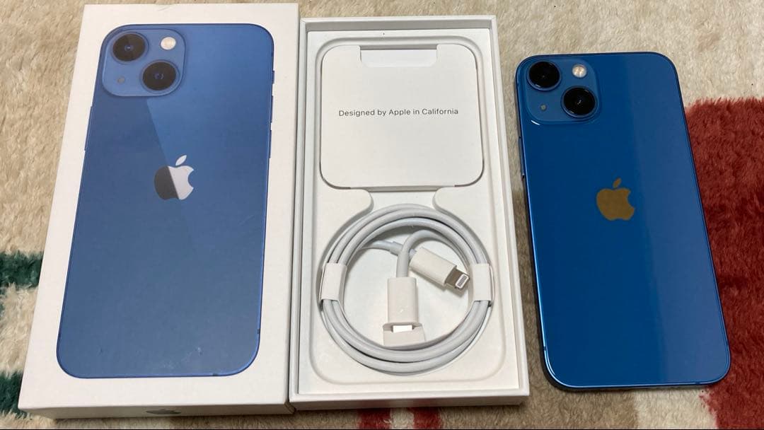 未使用に近い iPhone 13 mini ブルー 256GB -SIMフリー、