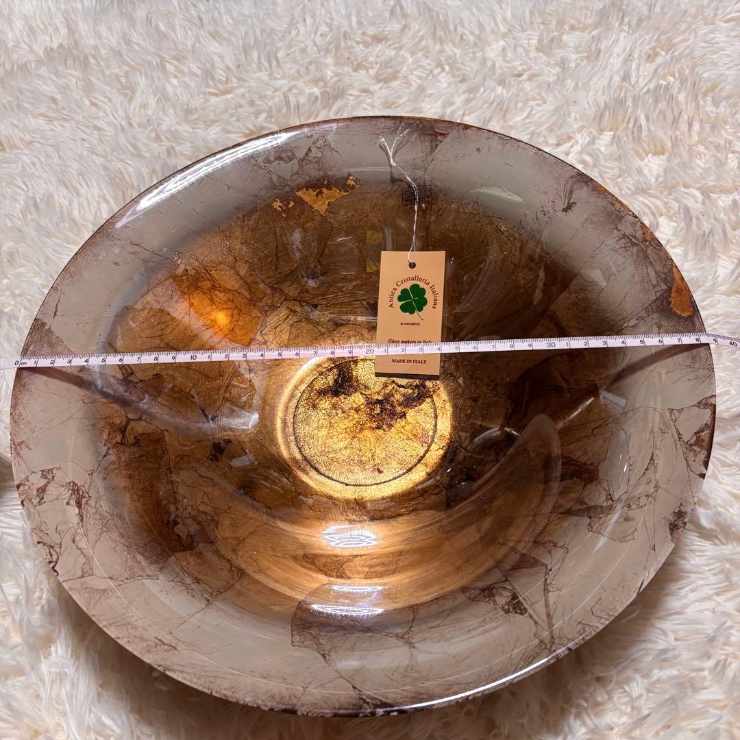 【未使用品】MURANO イタリア製　アート　ガラス 大皿　ボウル　39cm