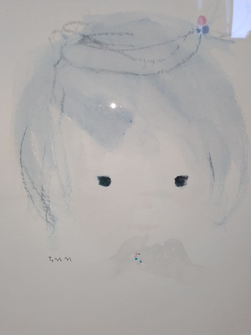 いわさきちひろ　ビーズの指輪　水彩画　木製フレーム　いわさきちひろ色紙3枚セット