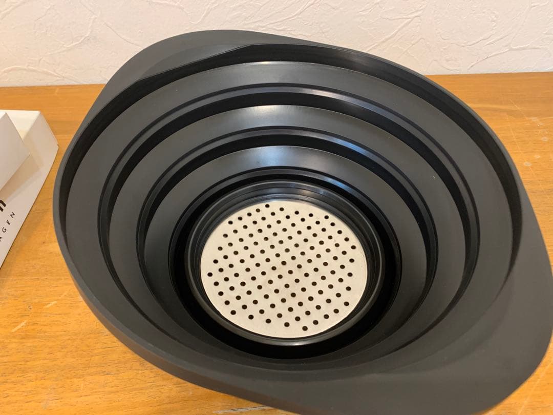 N0107-03★normann 折りたたみ式シリコンボウル 水切り 赤黄黒3点