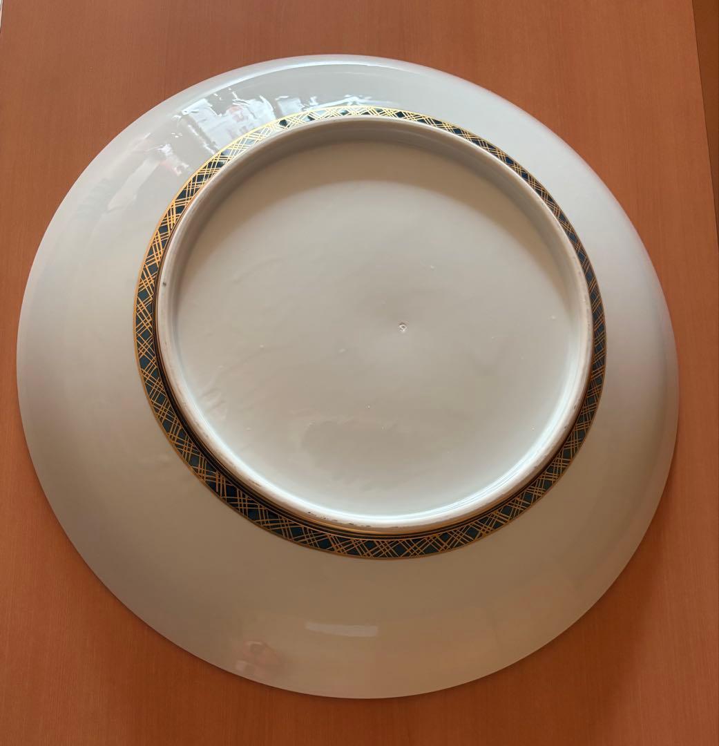 隆泉作　直径60cm 飾り皿　特大絵皿　お皿立て付き