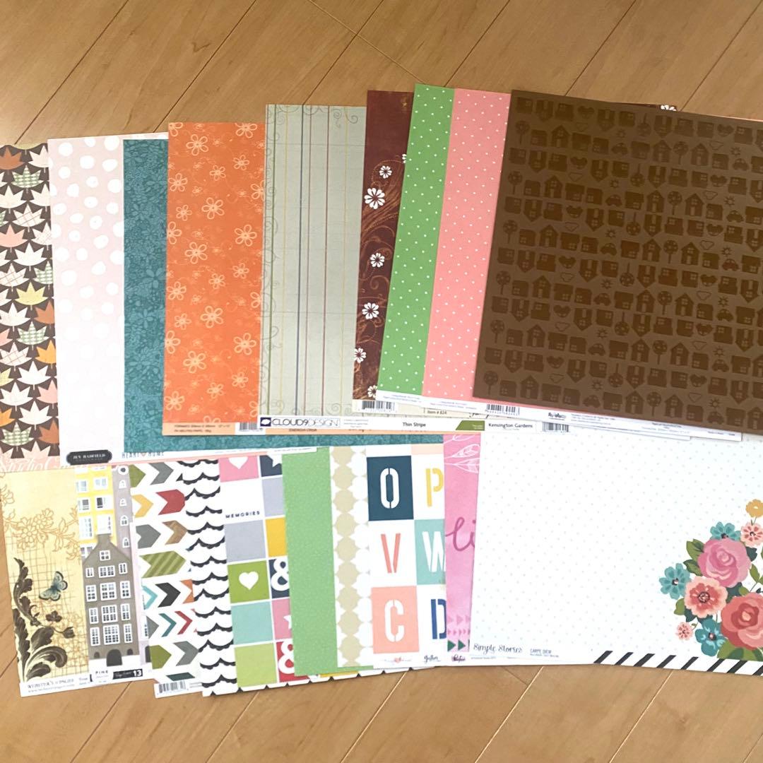 12インチペーパー　クラフト用紙　スクラップブッキング　まとめ売り