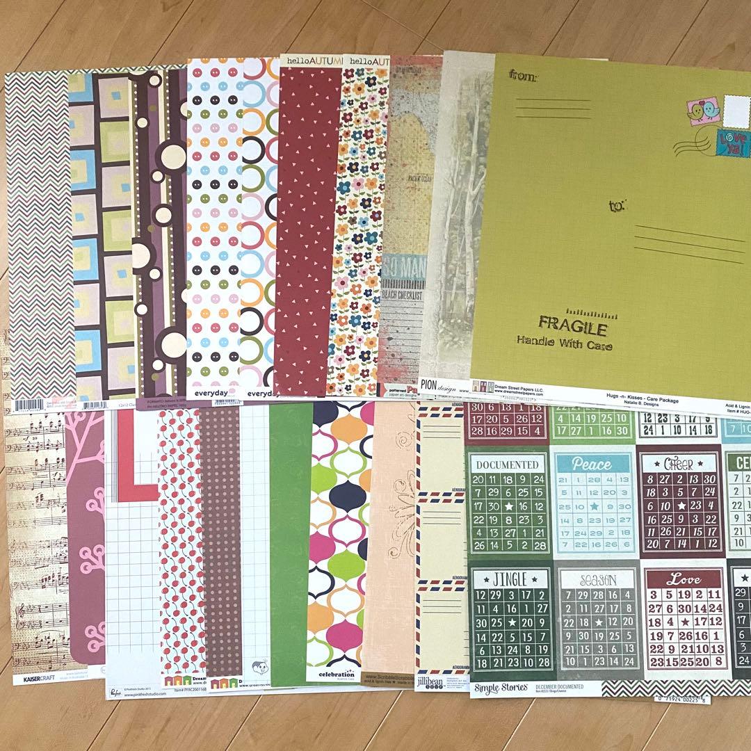 12インチペーパー　クラフト用紙　スクラップブッキング　まとめ売り