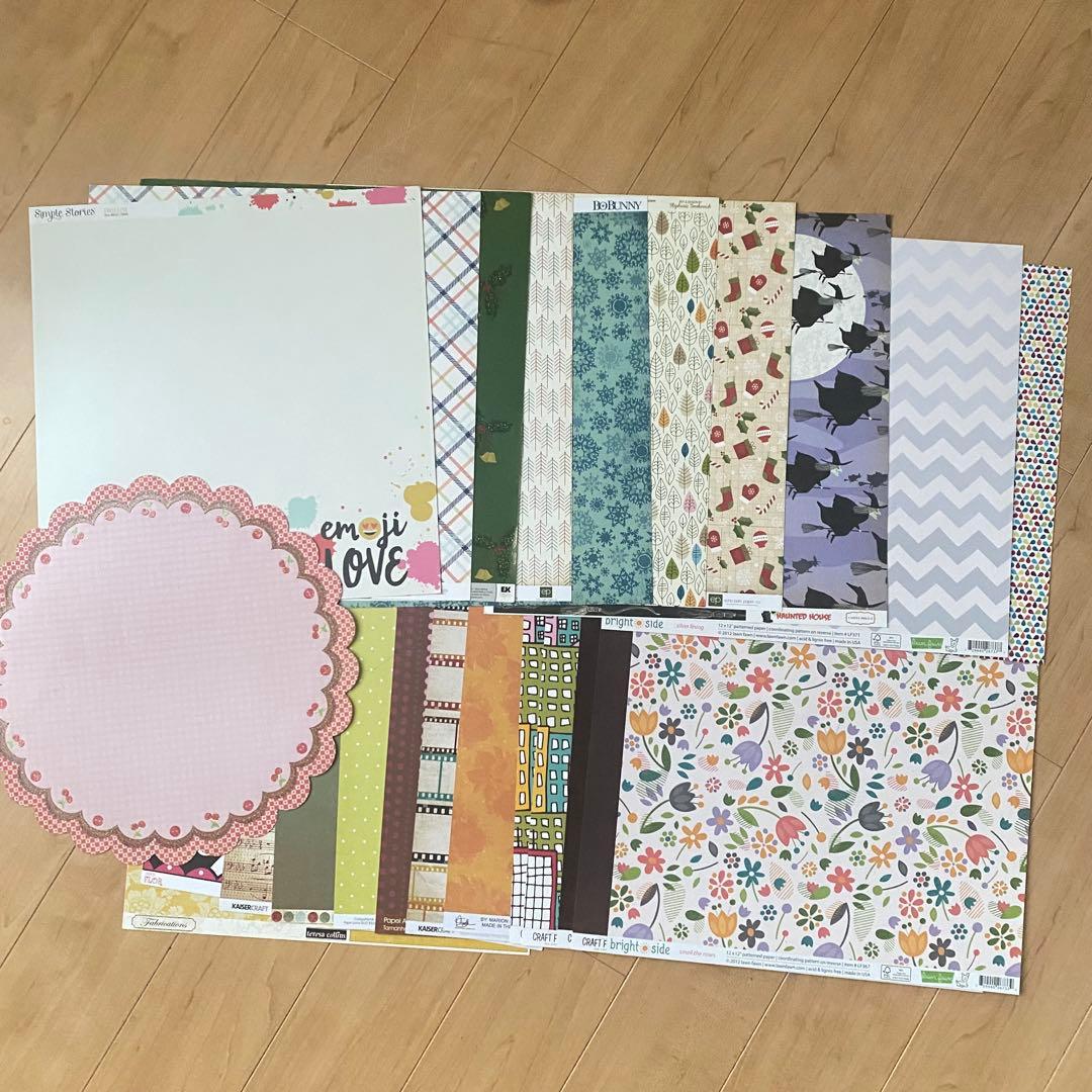 12インチペーパー　クラフト用紙　スクラップブッキング　まとめ売り