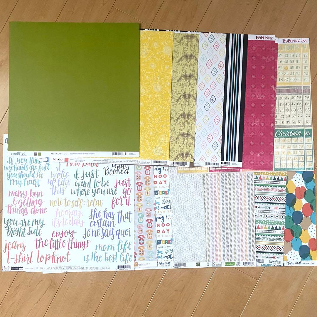 12インチペーパー　クラフト用紙　スクラップブッキング　まとめ売り