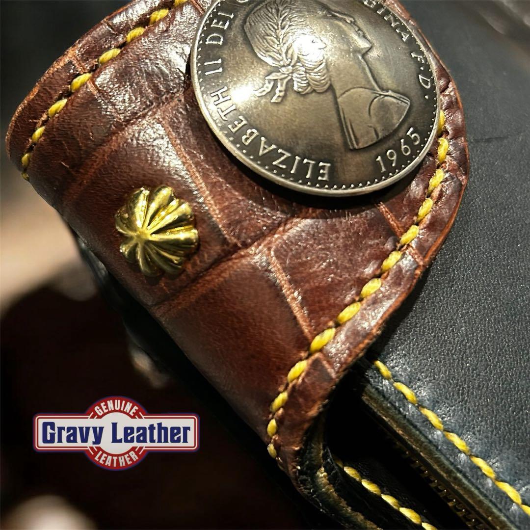Gravy Leather スモール クロコダイル 長財布 本革 オイルレザー