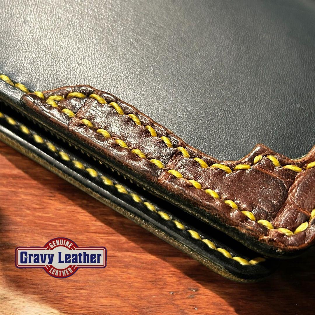 Gravy Leather スモール クロコダイル 長財布 本革 オイルレザー