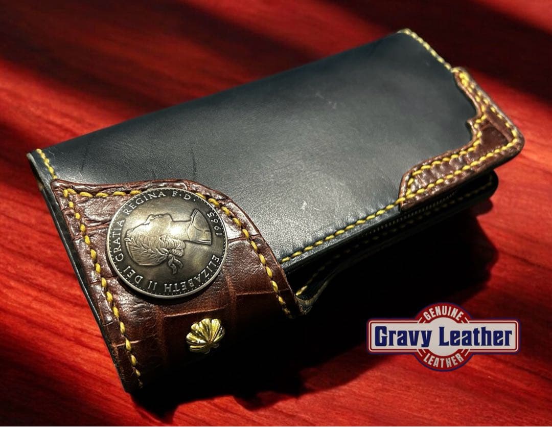 Gravy Leather スモール クロコダイル 長財布 本革 オイルレザー