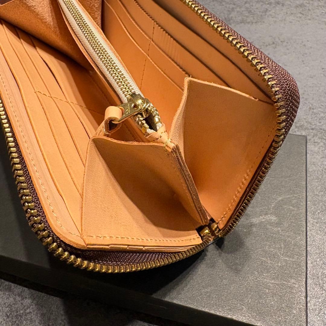 姫路産 本革 長財布 ラウンドファスナー ブルー グラデーション 手染め