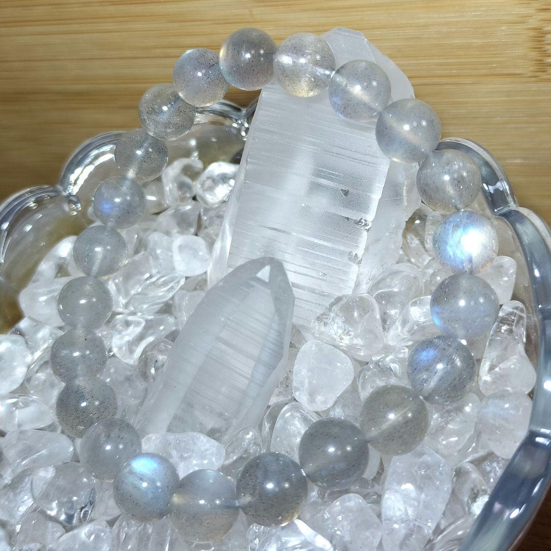 一点物【希少】シルバーラブラドライト ブレスレット レインボーシラー 高品質