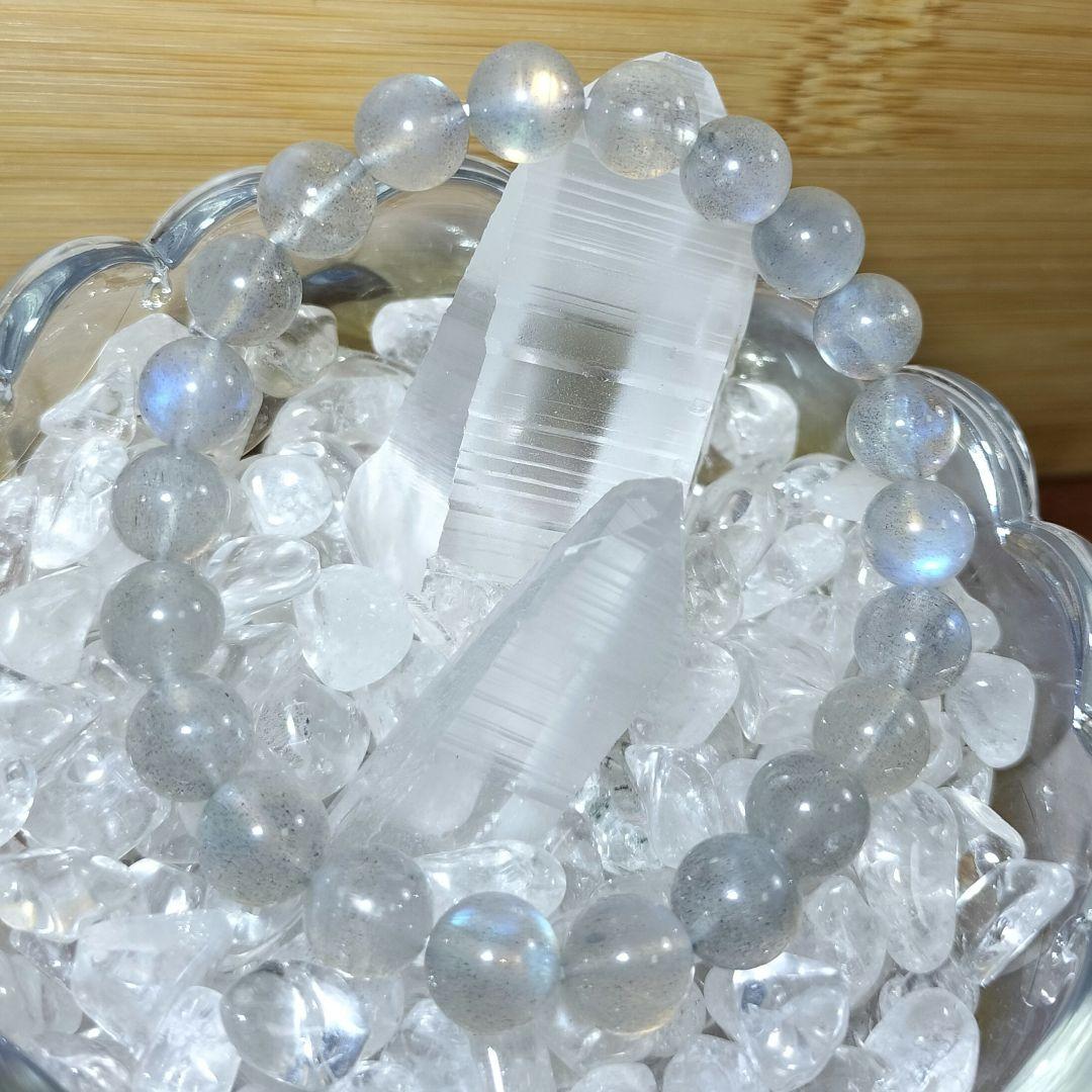 一点物【希少】シルバーラブラドライト ブレスレット レインボーシラー 高品質