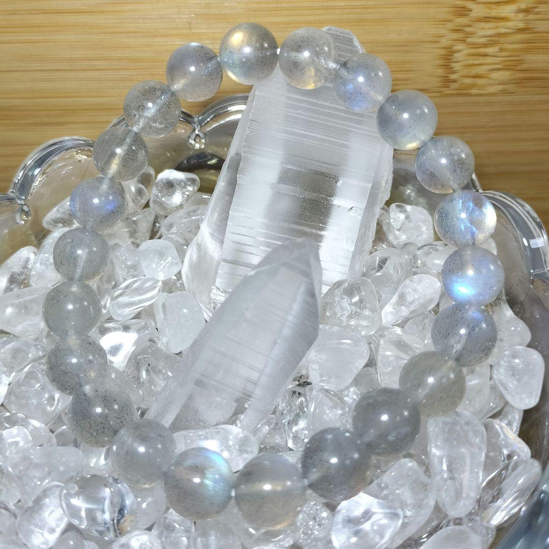 一点物【希少】シルバーラブラドライト ブレスレット レインボーシラー 高品質