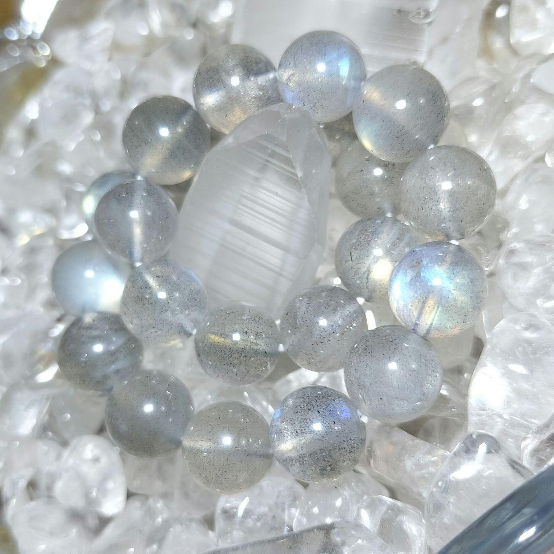 一点物【希少】シルバーラブラドライト ブレスレット レインボーシラー 高品質