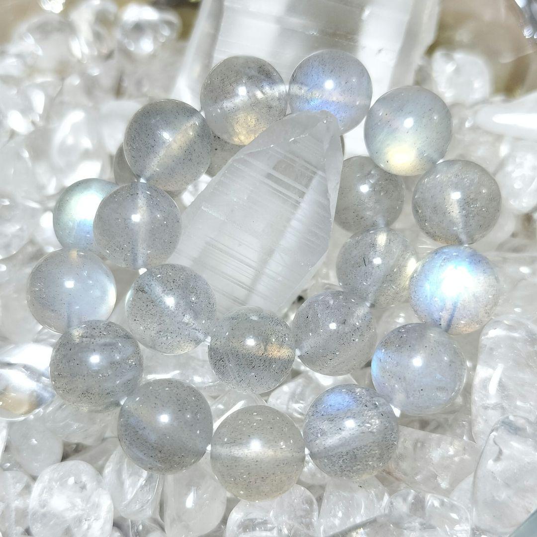 一点物【希少】シルバーラブラドライト ブレスレット レインボーシラー 高品質