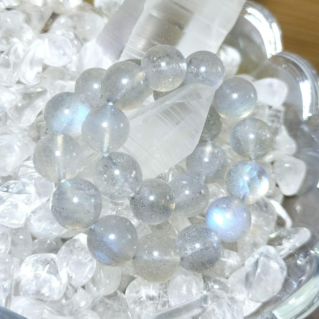 一点物【希少】シルバーラブラドライト ブレスレット レインボーシラー 高品質