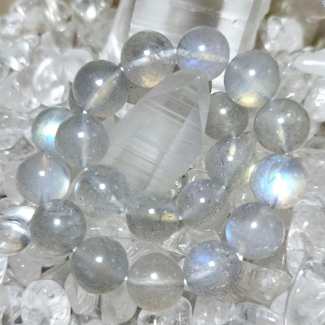 一点物【希少】シルバーラブラドライト ブレスレット レインボーシラー 高品質