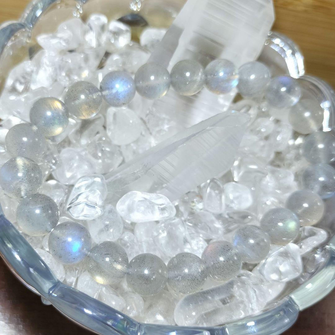 一点物【希少】シルバーラブラドライト ブレスレット レインボーシラー 高品質