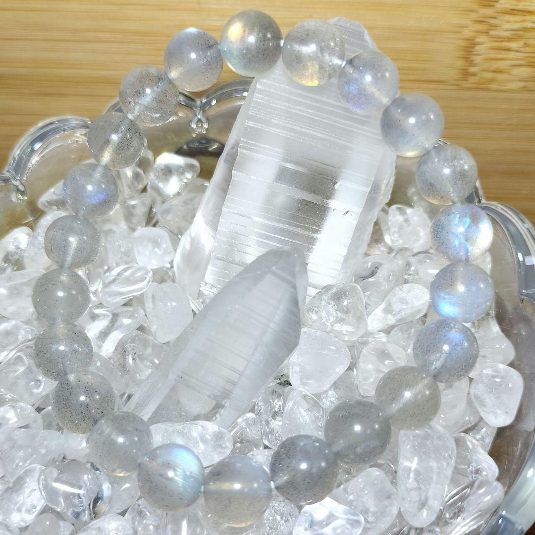 一点物【希少】シルバーラブラドライト ブレスレット レインボーシラー 高品質
