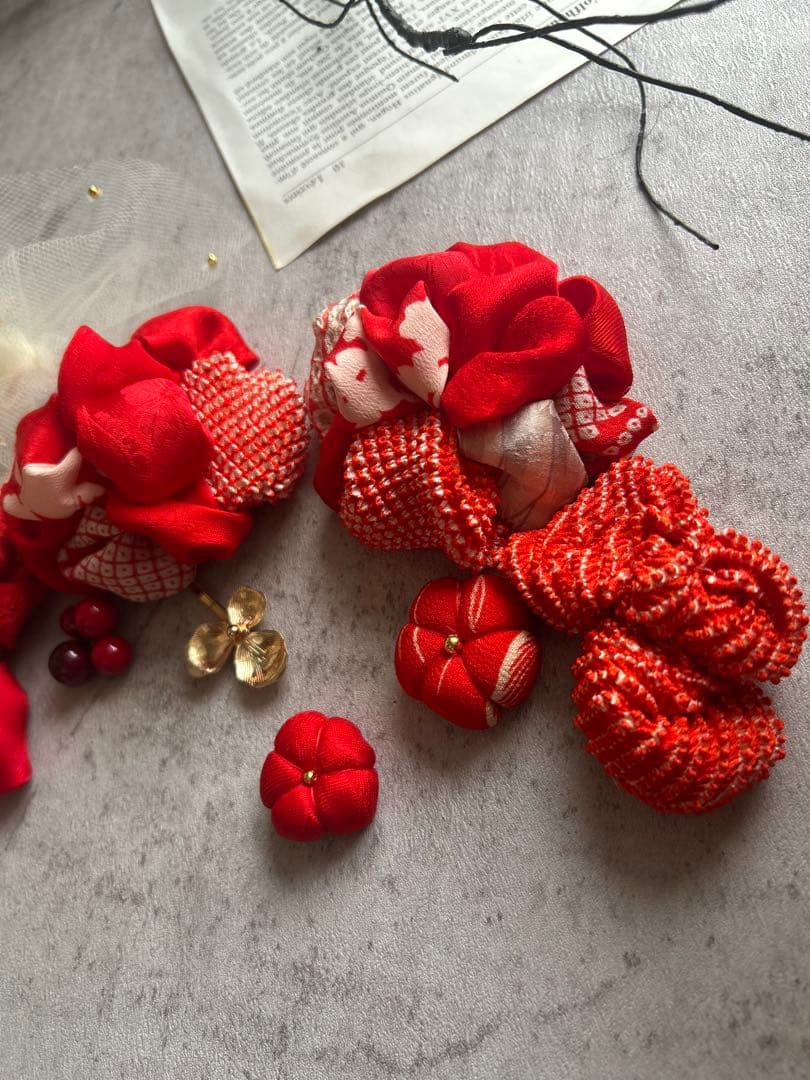 七五三　七五三髪飾り　ヘッドドレス　着物髪飾り　リメイク髪飾り　075