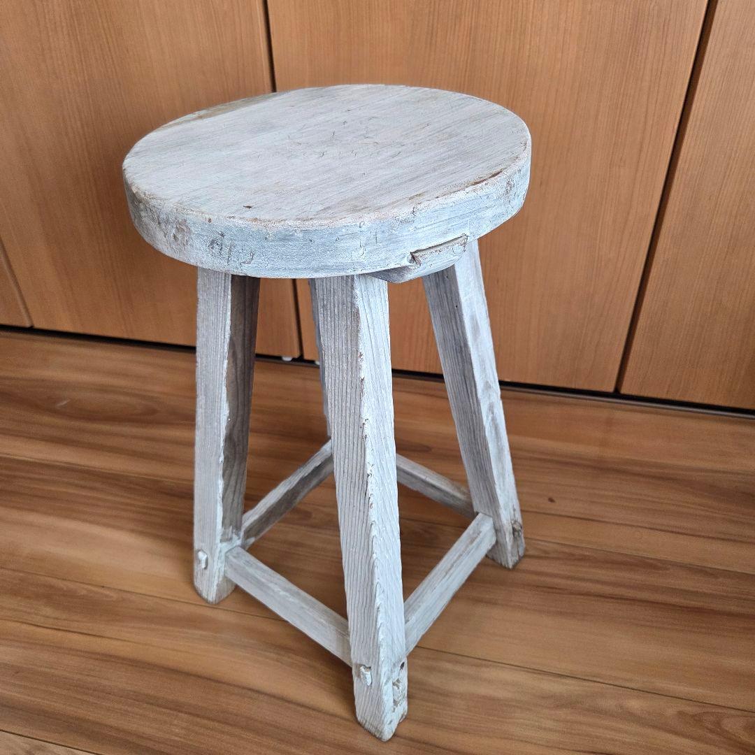 スツール 古い木製の椅子 古家具 レトロ アンティーク 木製 丸椅子 古椅子