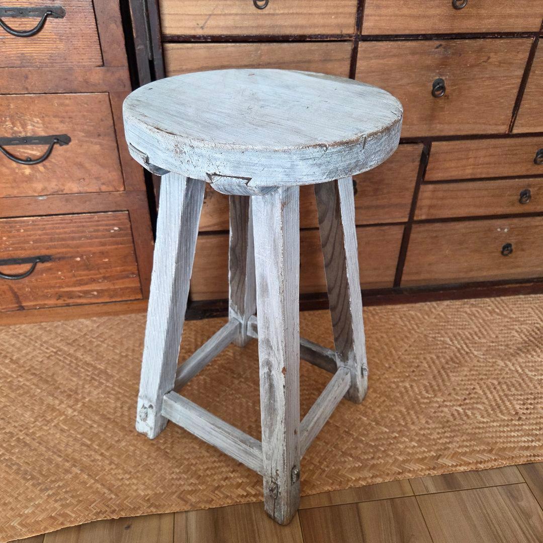 スツール 古い木製の椅子 古家具 レトロ アンティーク 木製 丸椅子 古椅子