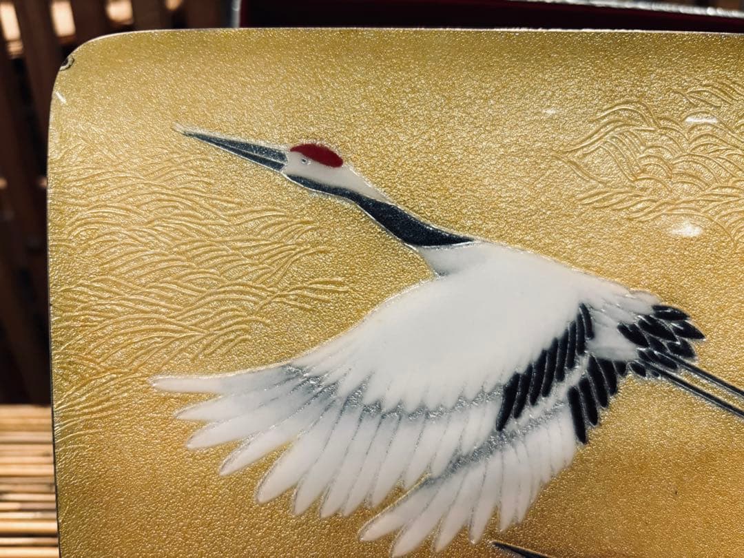 ATー２４ 七宝焼 丹頂鶴の 飾り皿 超美品 超良品