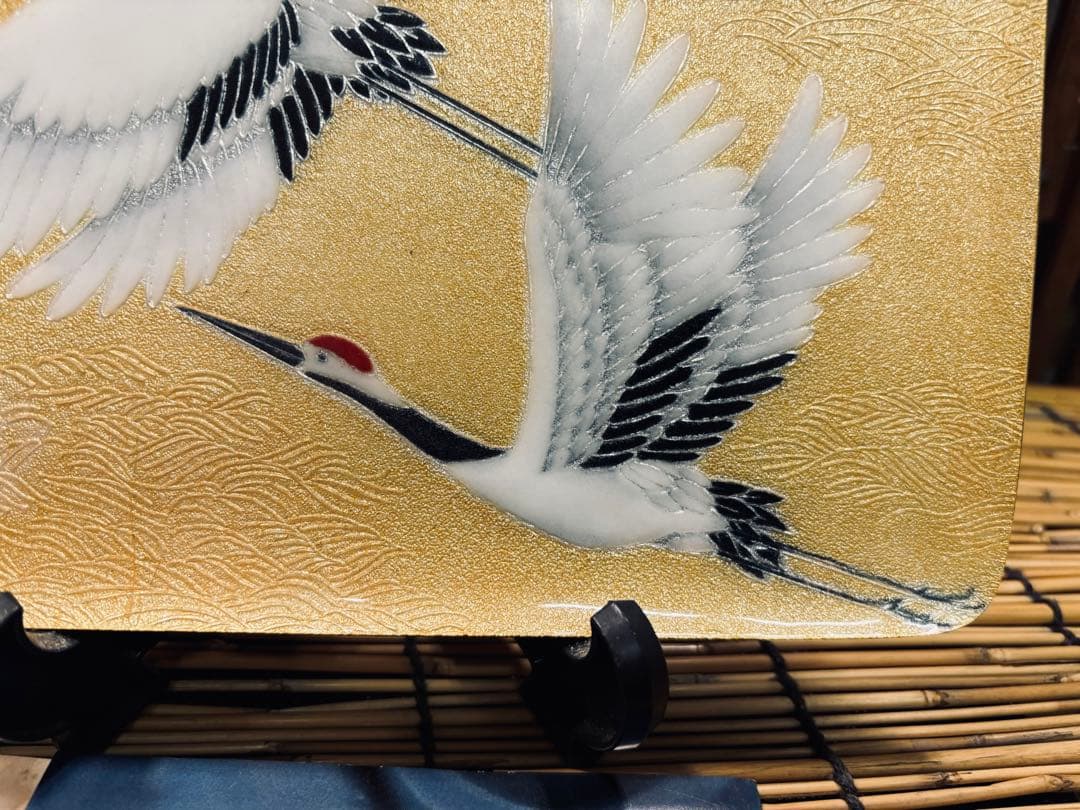 ATー２４ 七宝焼 丹頂鶴の 飾り皿 超美品 超良品
