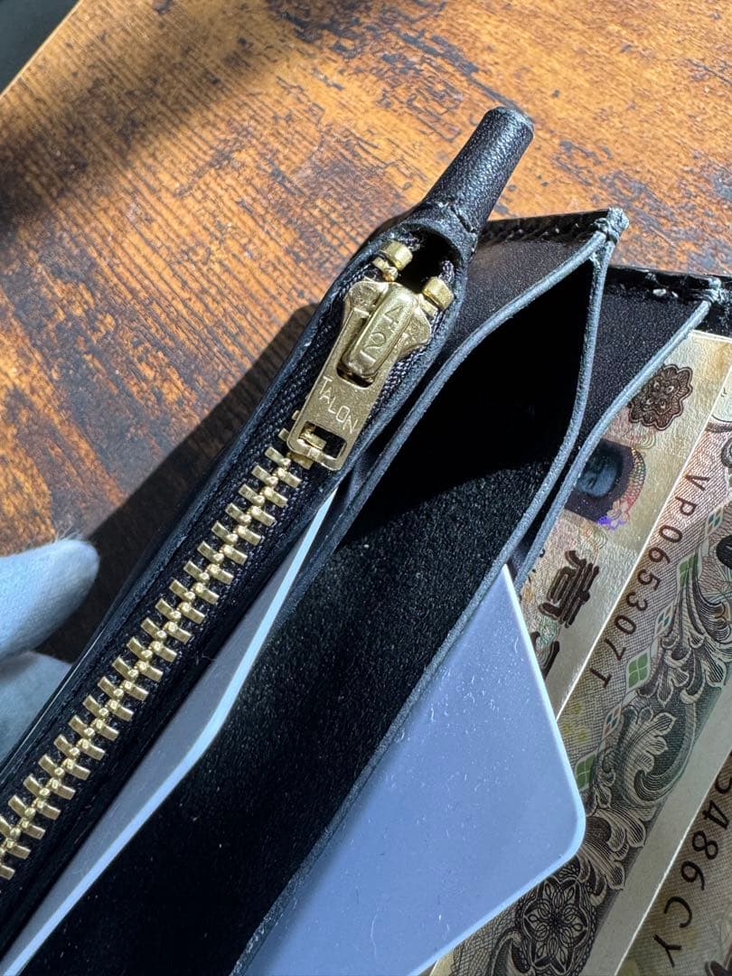 tracker wallet long 【国産ヌメ革】丸染めBLACK三層