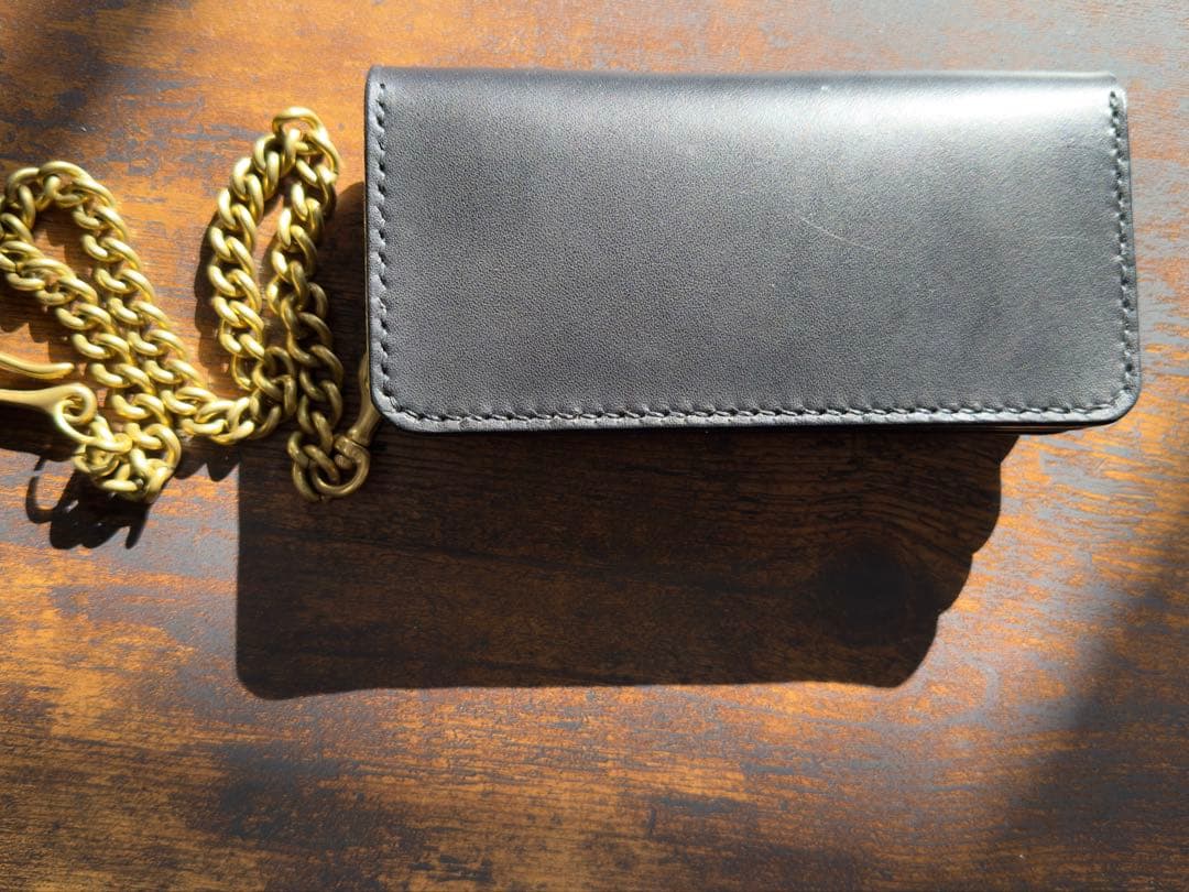 tracker wallet long 【国産ヌメ革】丸染めBLACK三層