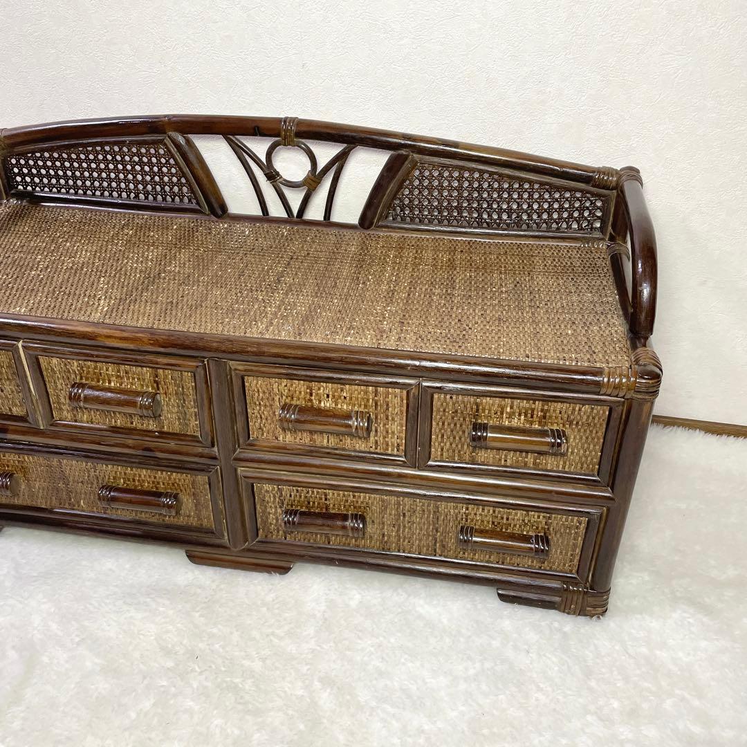 ラタン 収納チェスト 引き出し ブラウン 物入れ