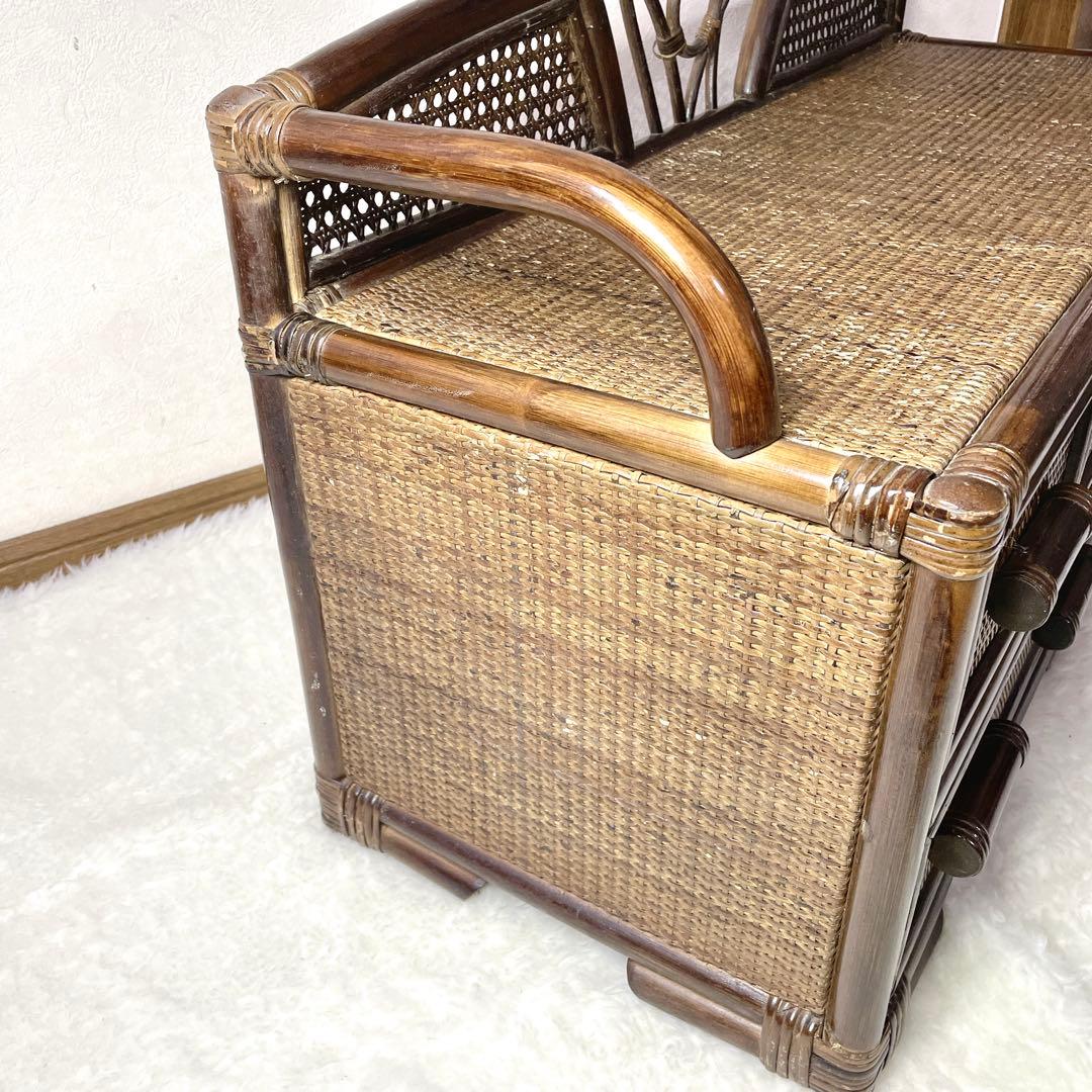 ラタン 収納チェスト 引き出し ブラウン 物入れ