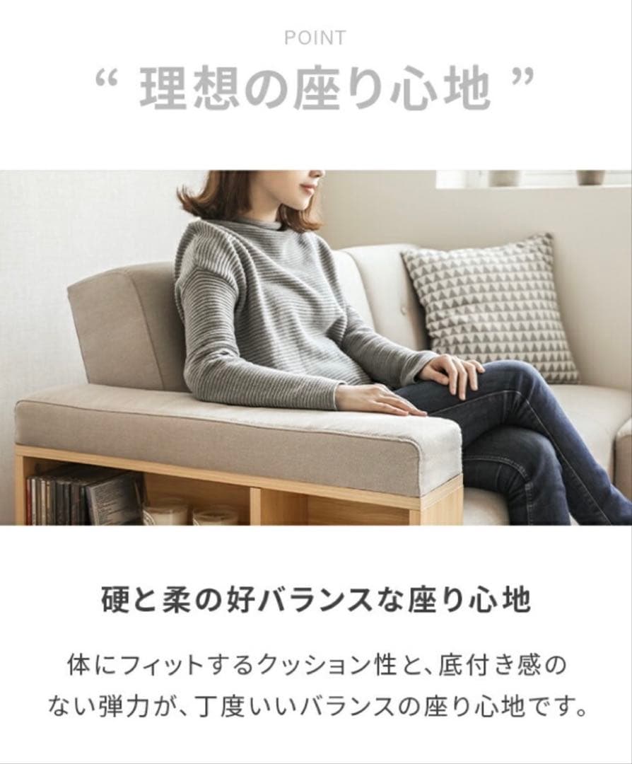 グレー 2WAYソファ 2〜3人掛け　引き出し収納付き