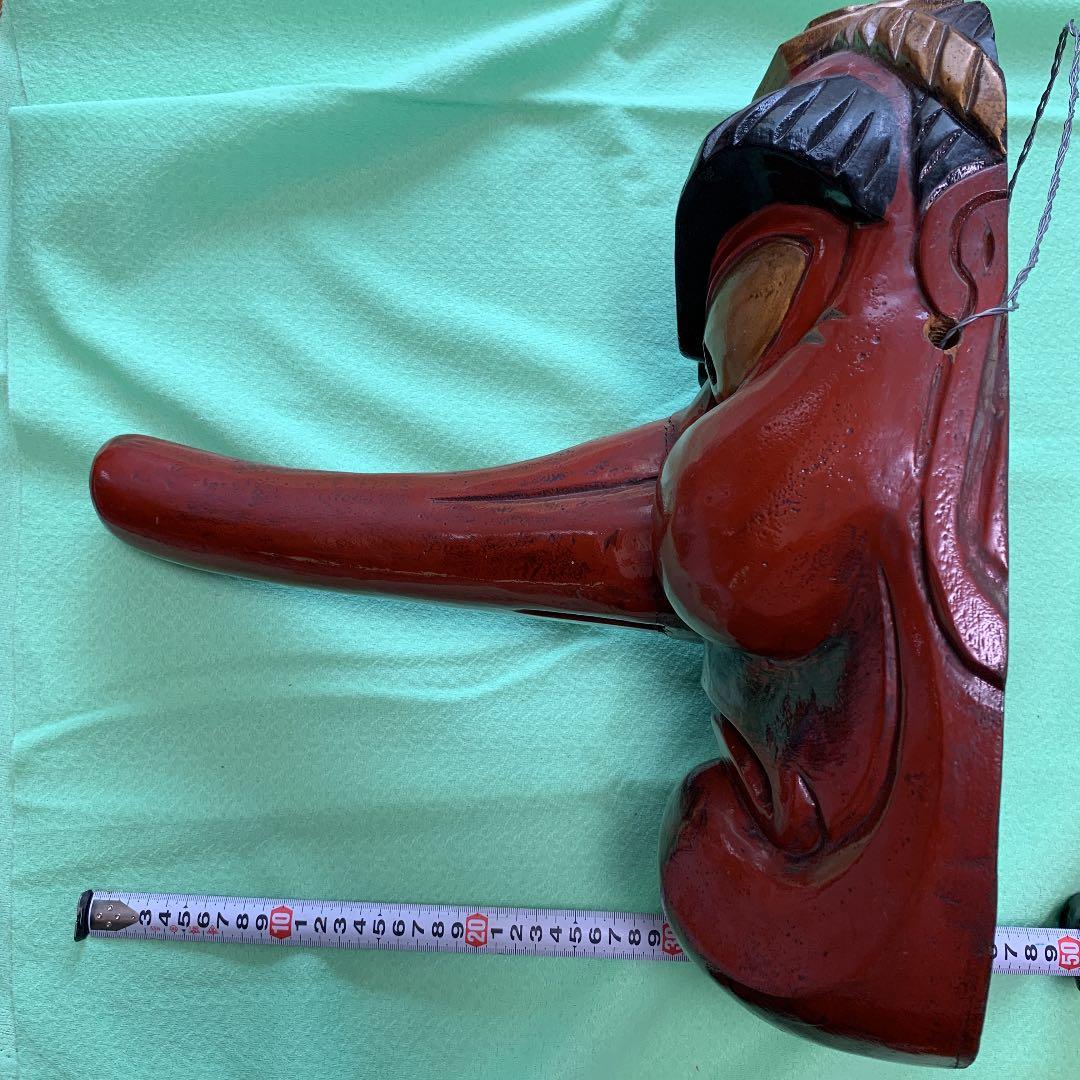 木彫り　天狗面　重量級