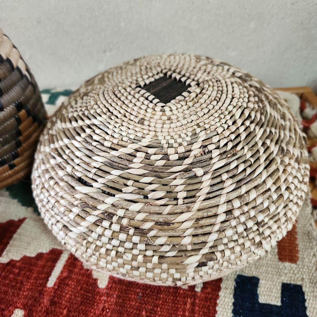 アフリカ　バスケット　2個セット　ズールーバスケット　茶　プリミティブ