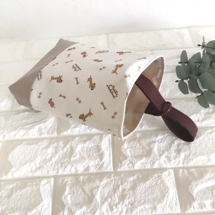 レッスンバッグ&上履き入れ&体操着袋・ミニチュアダックス・ベージュ　＃n1403