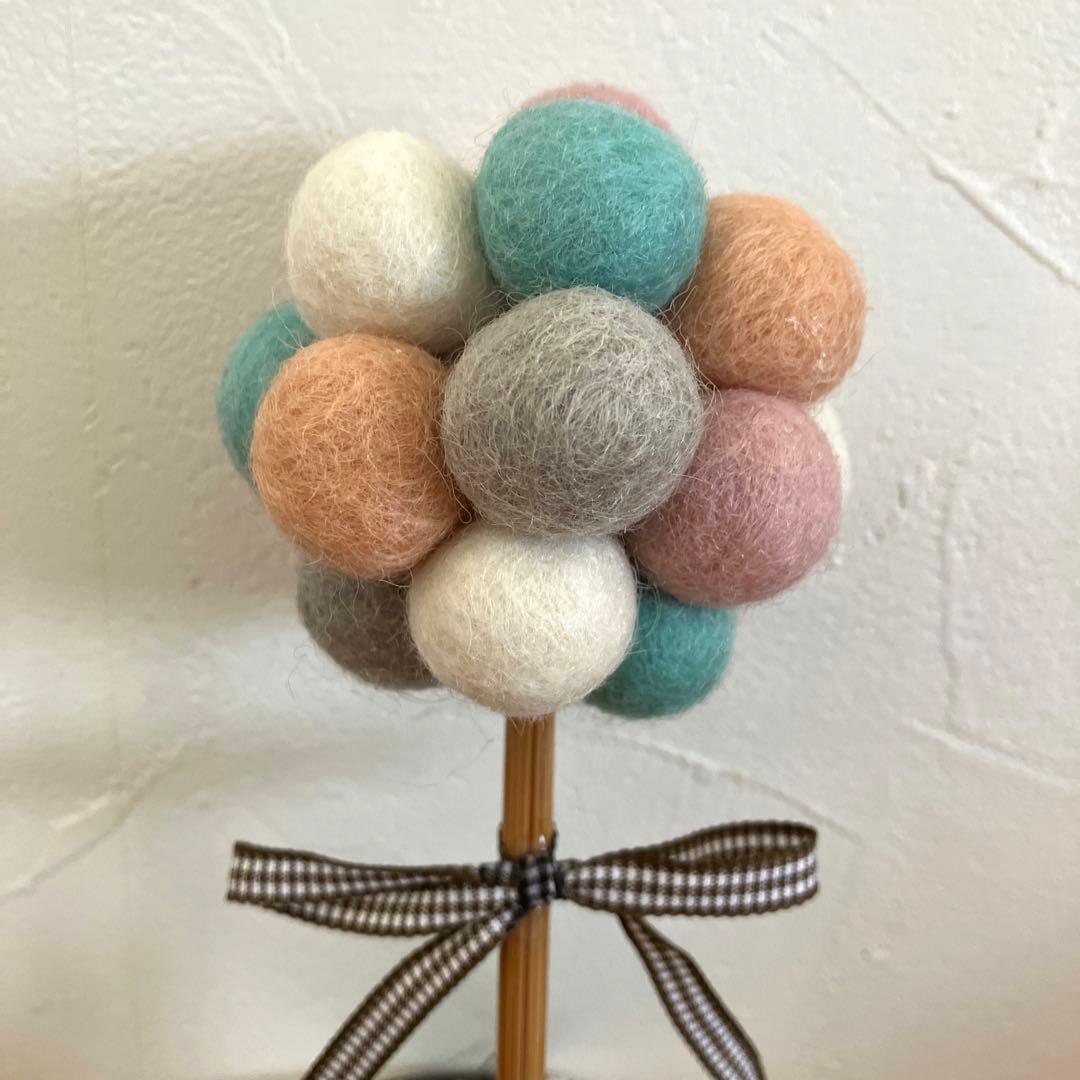 フェルトボールトピアリー お花風オーナメント