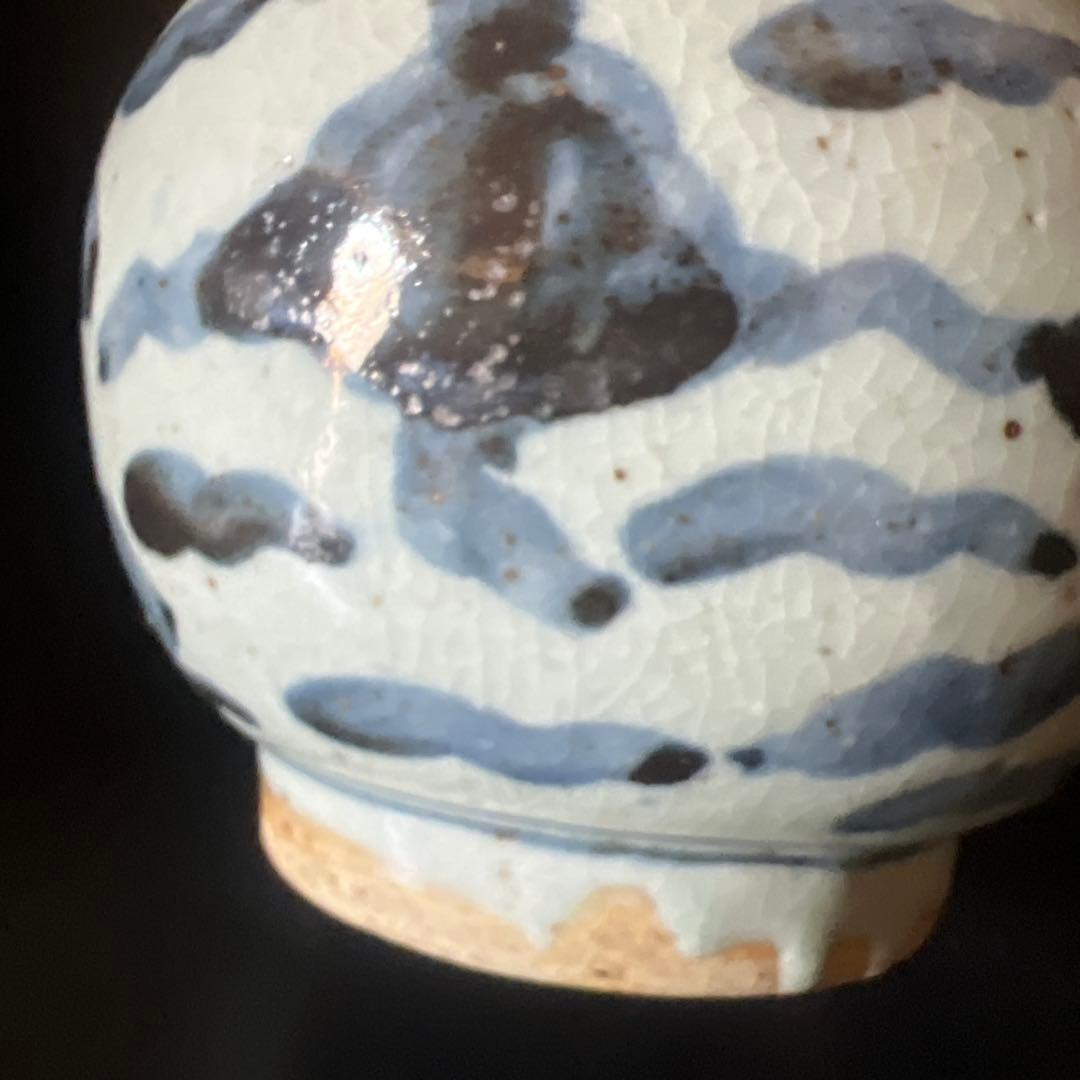 骨董　瓷器　染付双寿缶　茶壺　中国美術