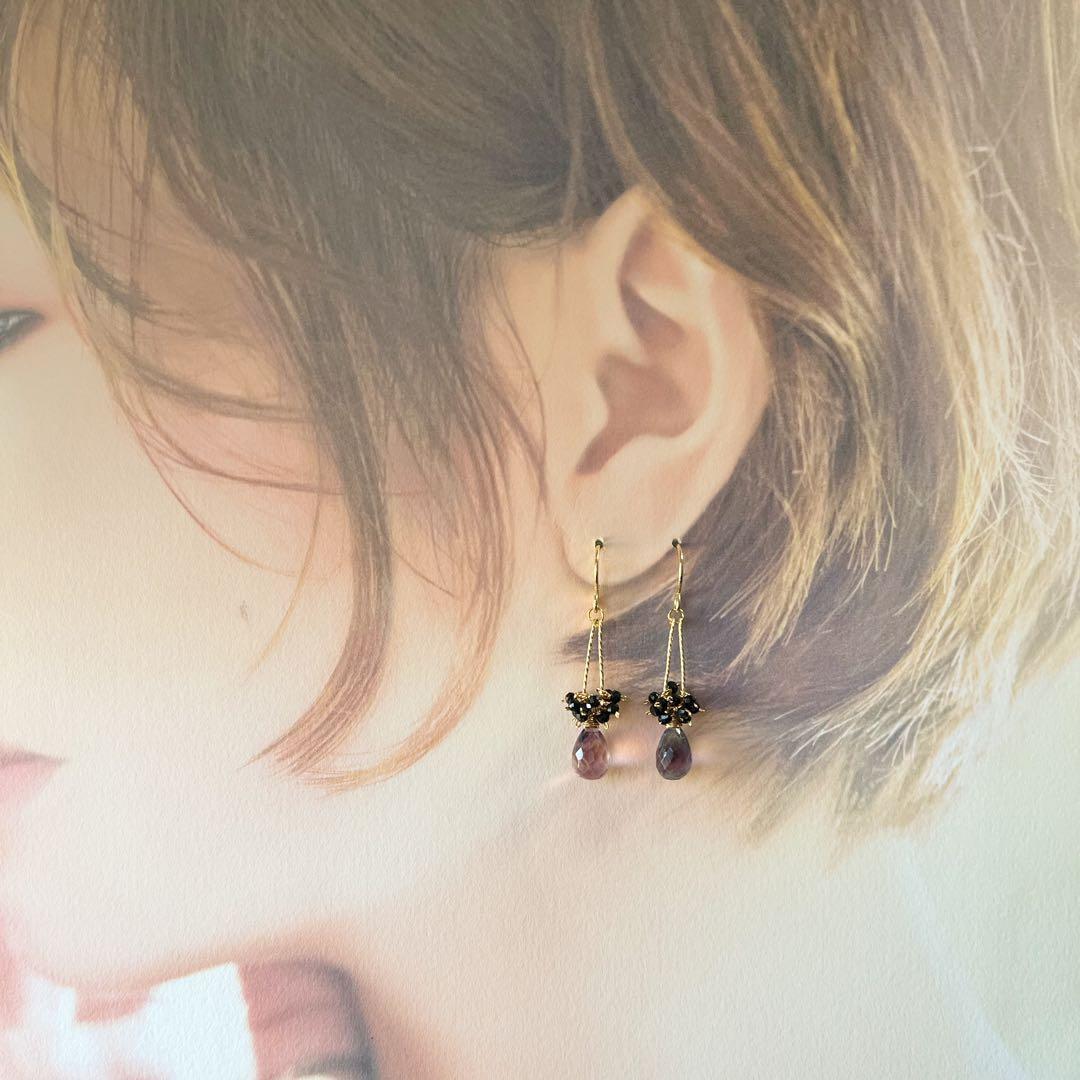 1564 フローライト　シンプルピアス