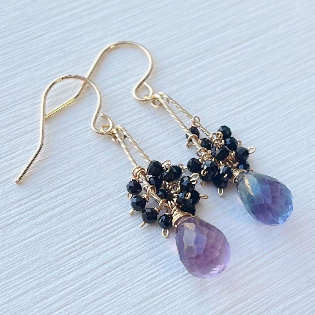 1564 フローライト　シンプルピアス