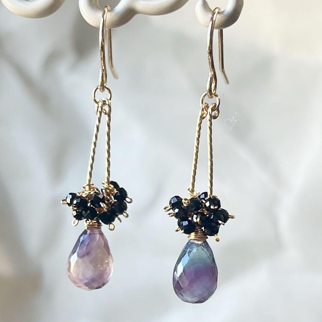 1564 フローライト　シンプルピアス