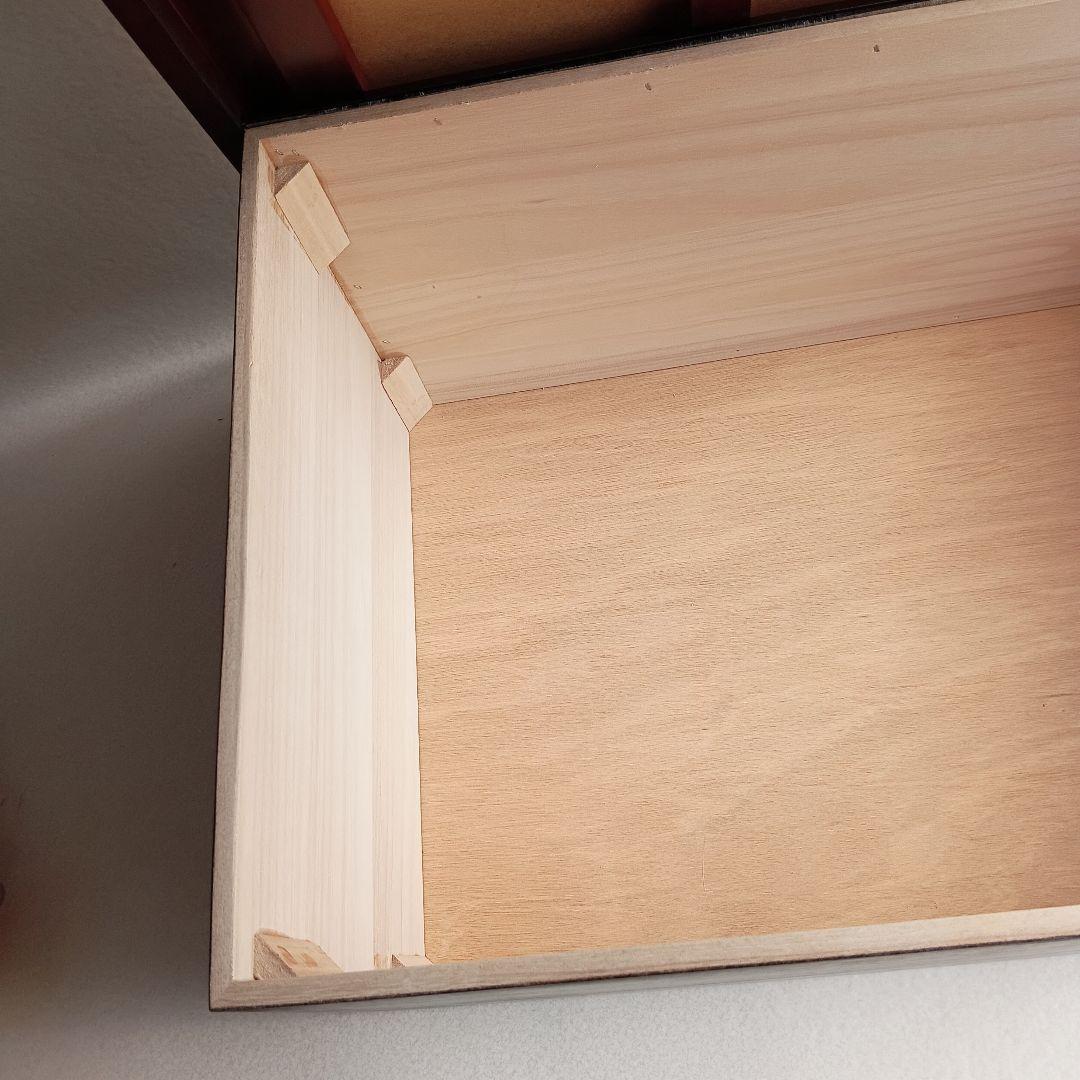 【未使用・保管品】久月 ひな飾り台 親王飾り用櫃と背屏風（同柄）　櫃型木製飾り箱
