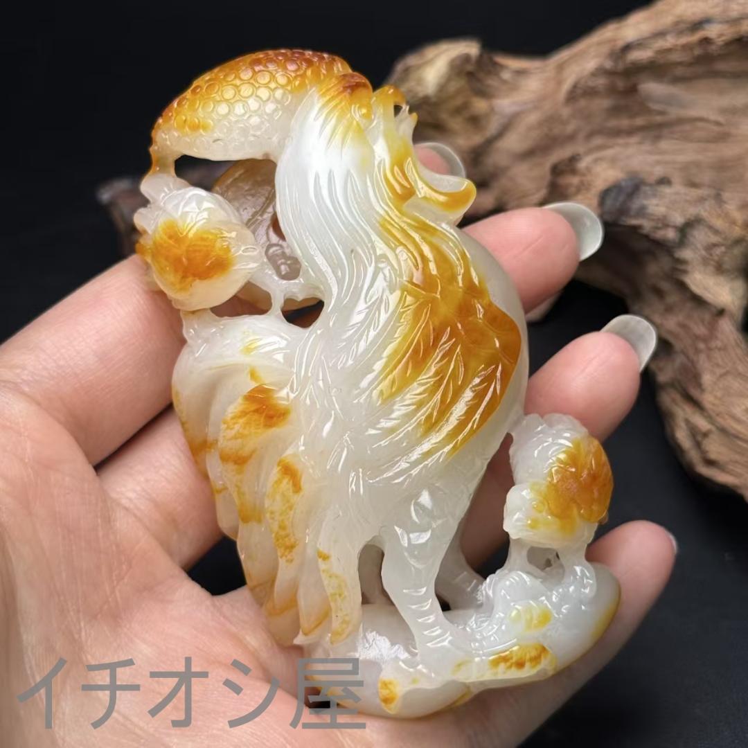 中国古美術【和田古玉 彫刻 鶏】縁起物 官運上昇 時代物 古賞物 古置物 裝身具
